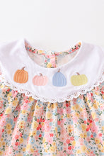 Floral print pumpkin embroidery dress - ARIA KIDS