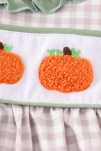 Green plaid french knot pumpkin girl set - ARIA KIDS