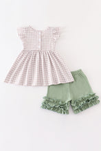 Green plaid french knot pumpkin girl set - ARIA KIDS