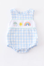 Rainbow sun embroidery plaid boy bubble