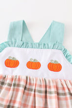 Plaid pumpkin embroidery strap dress - ARIA KIDS