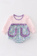Purple floral print pocket girl bubble - ARIA KIDS