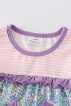 Purple floral print pocket girl bubble - ARIA KIDS