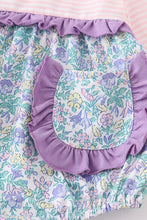 Purple floral print pocket girl bubble - ARIA KIDS