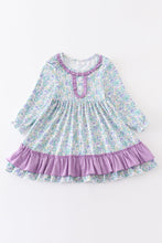 Purple floral print ruffle dress - ARIA KIDS