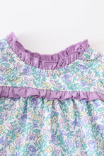 Purple floral print baby girl gown