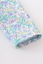 Purple floral print baby girl gown