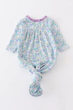 Purple floral print baby girl gown