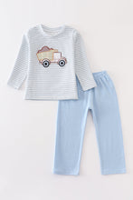 Grey stripe truck applique boy set - ARIA KIDS