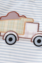 Grey stripe truck applique boy set - ARIA KIDS