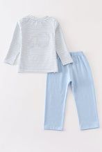 Grey stripe truck applique boy set - ARIA KIDS