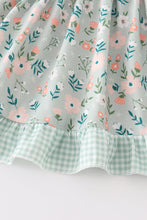 Green floral print ruffle girl set - ARIA KIDS