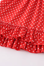 Red charactor embroidery dot dress