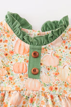 Green pumpkin print ruffle girl bubble - ARIA KIDS