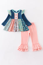 Green floral print patchwork girl set - ARIA KIDS