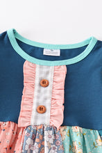 Green floral print patchwork girl set - ARIA KIDS