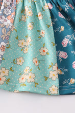 Green floral print patchwork girl set - ARIA KIDS