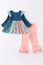 Green floral print patchwork girl set - ARIA KIDS