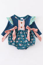 Green floral print patchwork girl bubble - ARIA KIDS