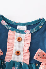 Green floral print patchwork girl bubble - ARIA KIDS