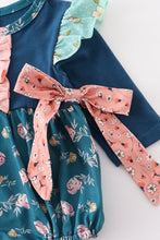 Green floral print patchwork girl bubble - ARIA KIDS