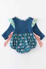 Green floral print patchwork girl bubble - ARIA KIDS
