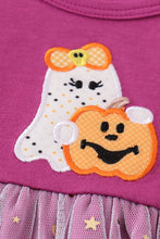 Purple halloween ghost pumpkin applique girl dress