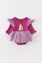 Purple halloween ghost pumpkin applique girl bubble - ARIA KIDS