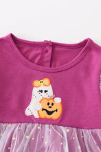Purple halloween ghost pumpkin applique girl bubble - ARIA KIDS