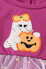 Purple halloween ghost pumpkin applique girl bubble - ARIA KIDS