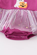 Purple halloween ghost pumpkin applique girl bubble - ARIA KIDS