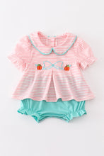 Pink stripe pumpkin embroidery girl bubble - ARIA KIDS