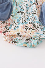 Blue floral print velvet girl bubble - ARIA KIDS