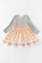 Green swiss dot pumpkin print dress - ARIA KIDS