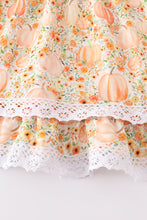 Green swiss dot pumpkin print dress - ARIA KIDS