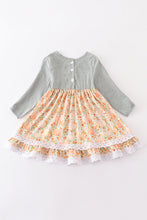 Green swiss dot pumpkin print dress - ARIA KIDS