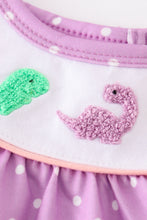 Purple french knot dinosaur girl set