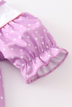 Purple french knot dinosaur girl set