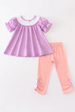 Purple french knot dinosaur girl set