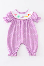 Purple french knot dinosaur girl romper - ARIA KIDS