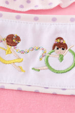 Pink ballerina girl embroidery romper