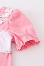 Pink ballerina girl embroidery romper