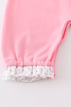 Pink ballerina girl embroidery romper