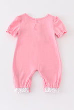 Pink ballerina girl embroidery romper