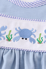 Blue crab embroidery ruffle dress
