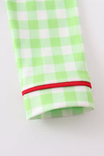 Green plaid christmas tree embroidery boy set - ARIA KIDS