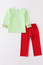 Green plaid christmas tree embroidery boy set - ARIA KIDS