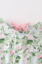 Green floral print stripe girl set