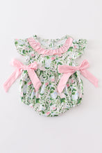 Green floral print ruffle girl bubble - ARIA KIDS
