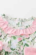 Green floral print ruffle girl bubble - ARIA KIDS